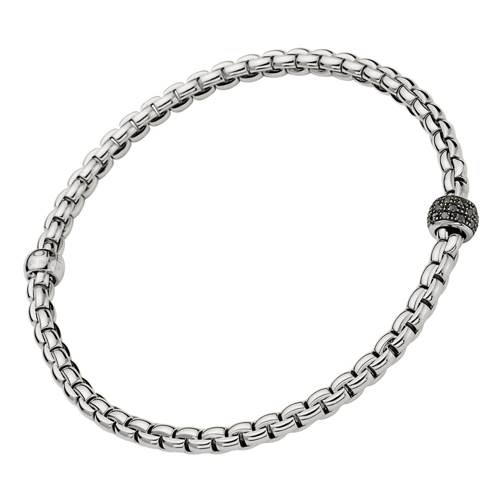 FOPE 18ct White Gold Eka Tiny 0.20ct Black Diamond Bracelet 73301BX_PN_B_X1X