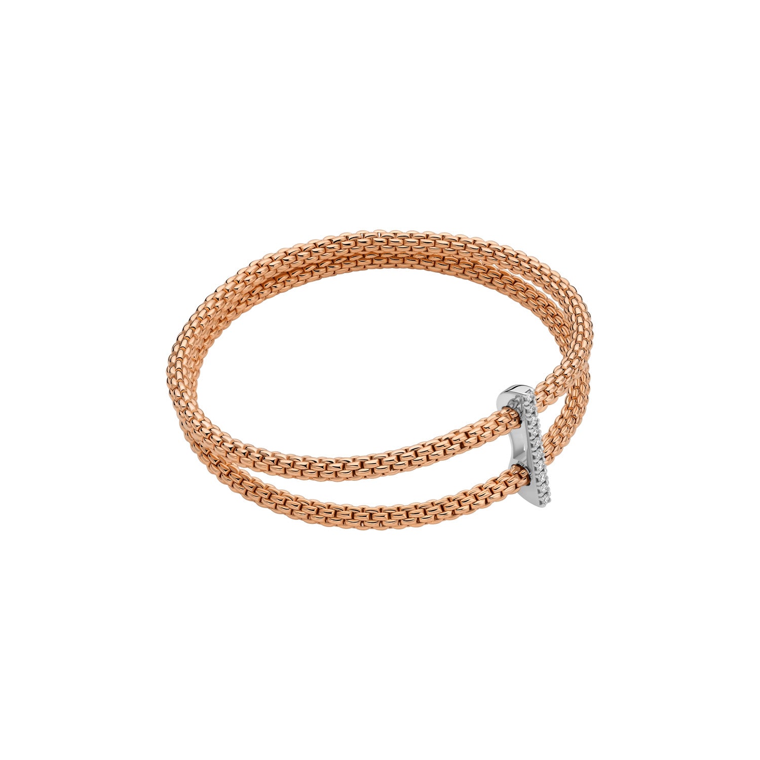 FOPE 18ct Rose Gold Prima Flex-It 0.17ct Diamond Bracelet 74008BX_BB_R_XBX