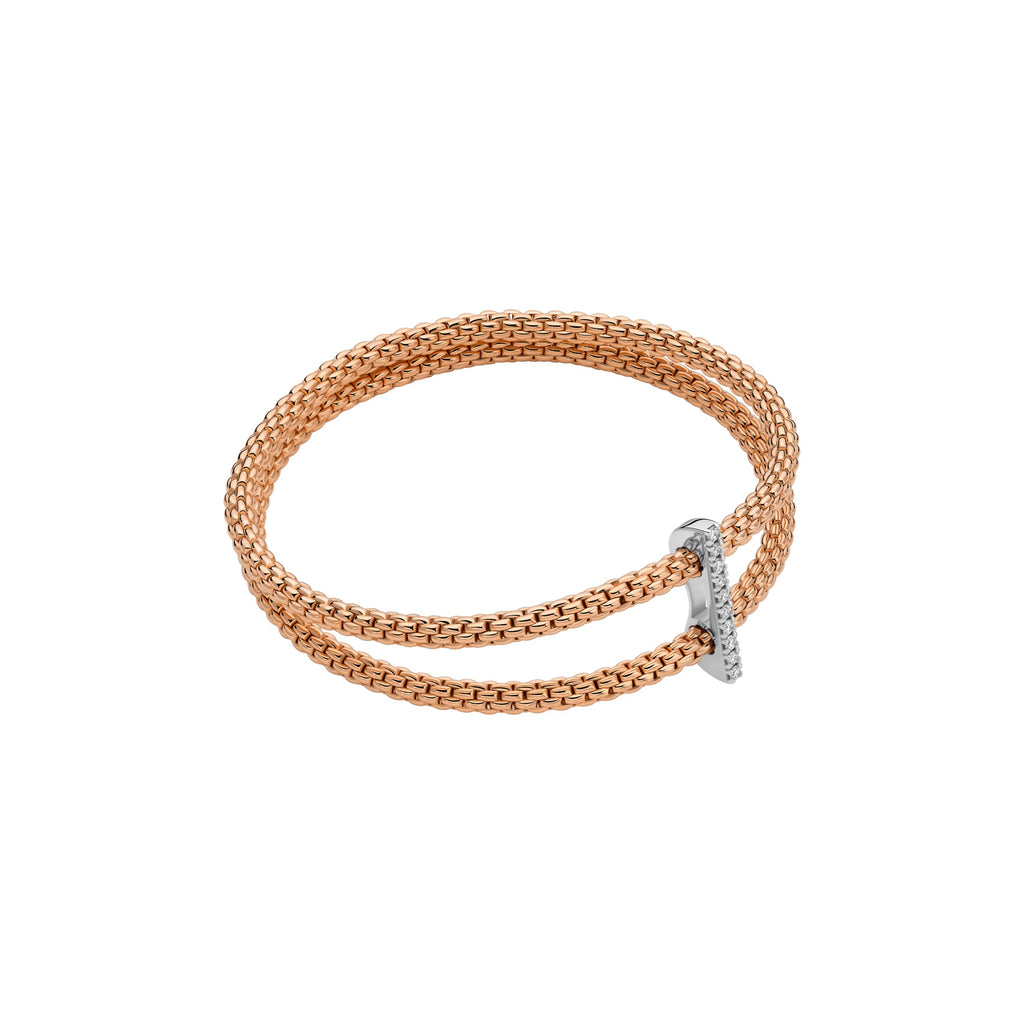 FOPE 18ct Rose Gold Prima Flex-It 0.17ct Diamond Bracelet 74008BX_BB_R_XBX