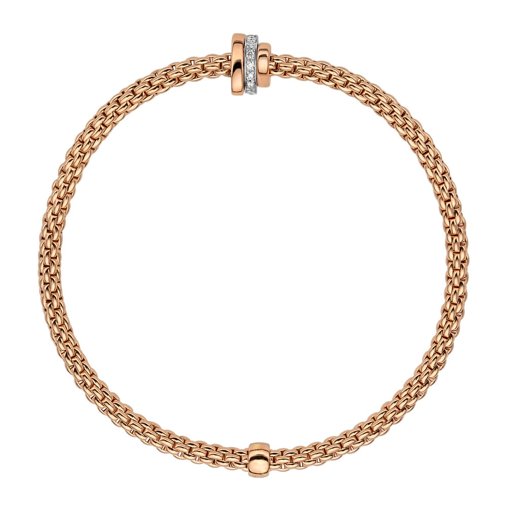 FOPE 18ct Rose Gold Prima Flex-It 0.10ct Diamond Bracelet 74408BX_BB_R_RBR