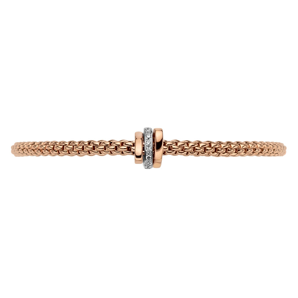 FOPE 18ct Rose Gold Prima Flex-It 0.10ct Diamond Bracelet 74408BX_BB_R_RBR