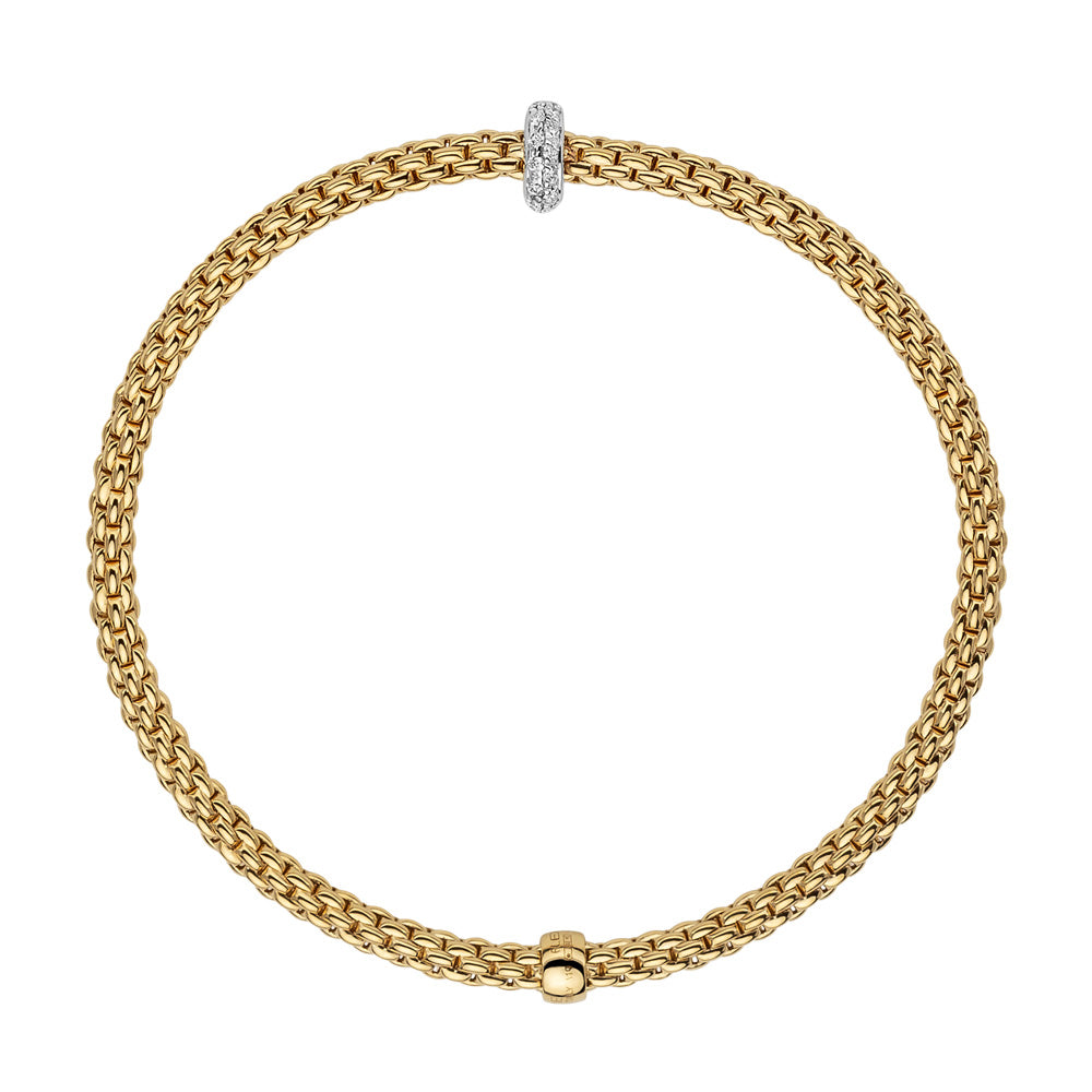 FOPE 18ct Yellow Gold Prima 0.18ct Diamond Bracelet 74508BX_BB_G_XBX