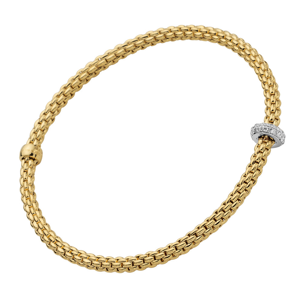 FOPE 18ct Yellow Gold Prima 0.18ct Diamond Bracelet 74508BX_BB_G_XBX