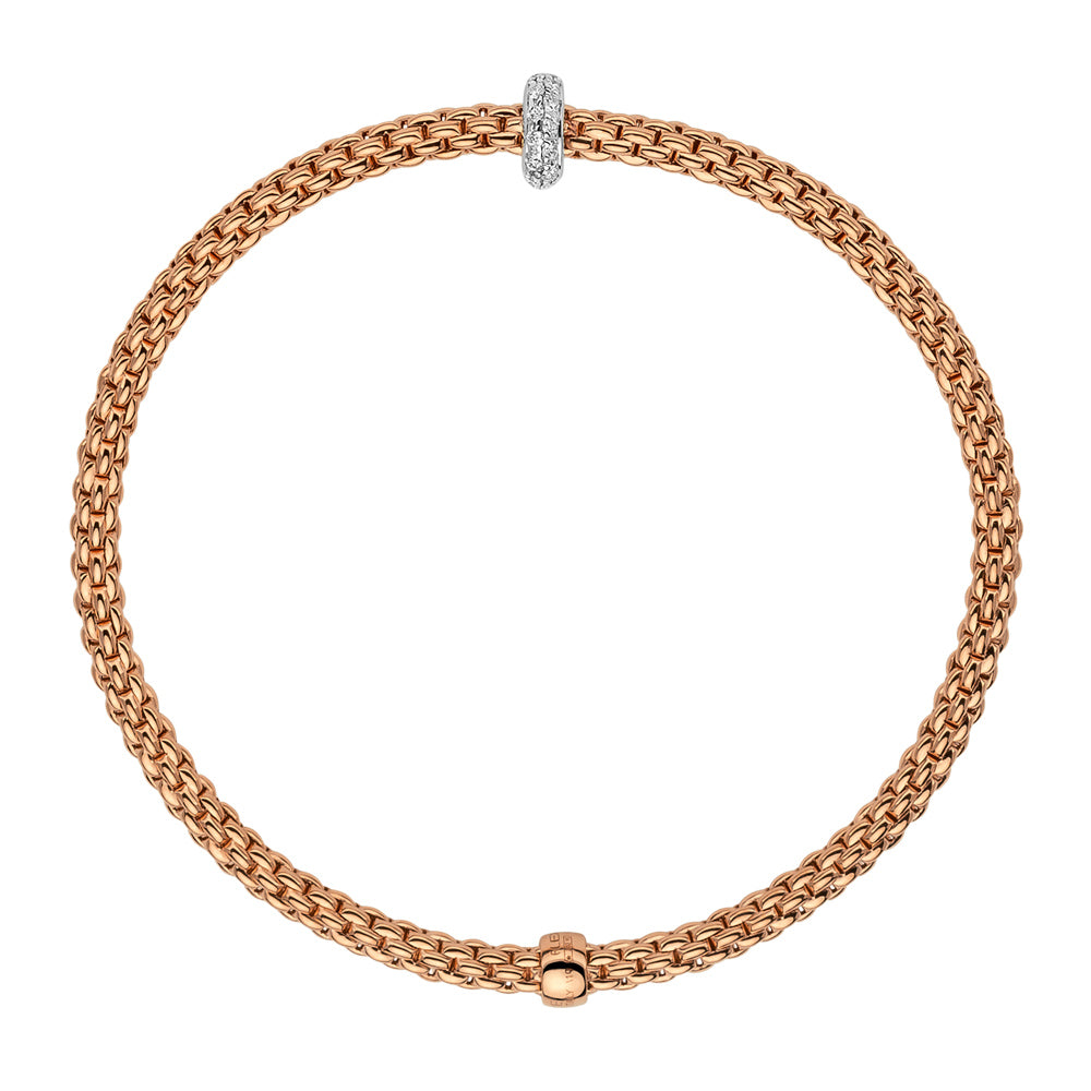FOPE 18ct Rose And White Gold Prima Flex-It 0.18ct Diamond Bracelet 74508BX_BB_R_XBX