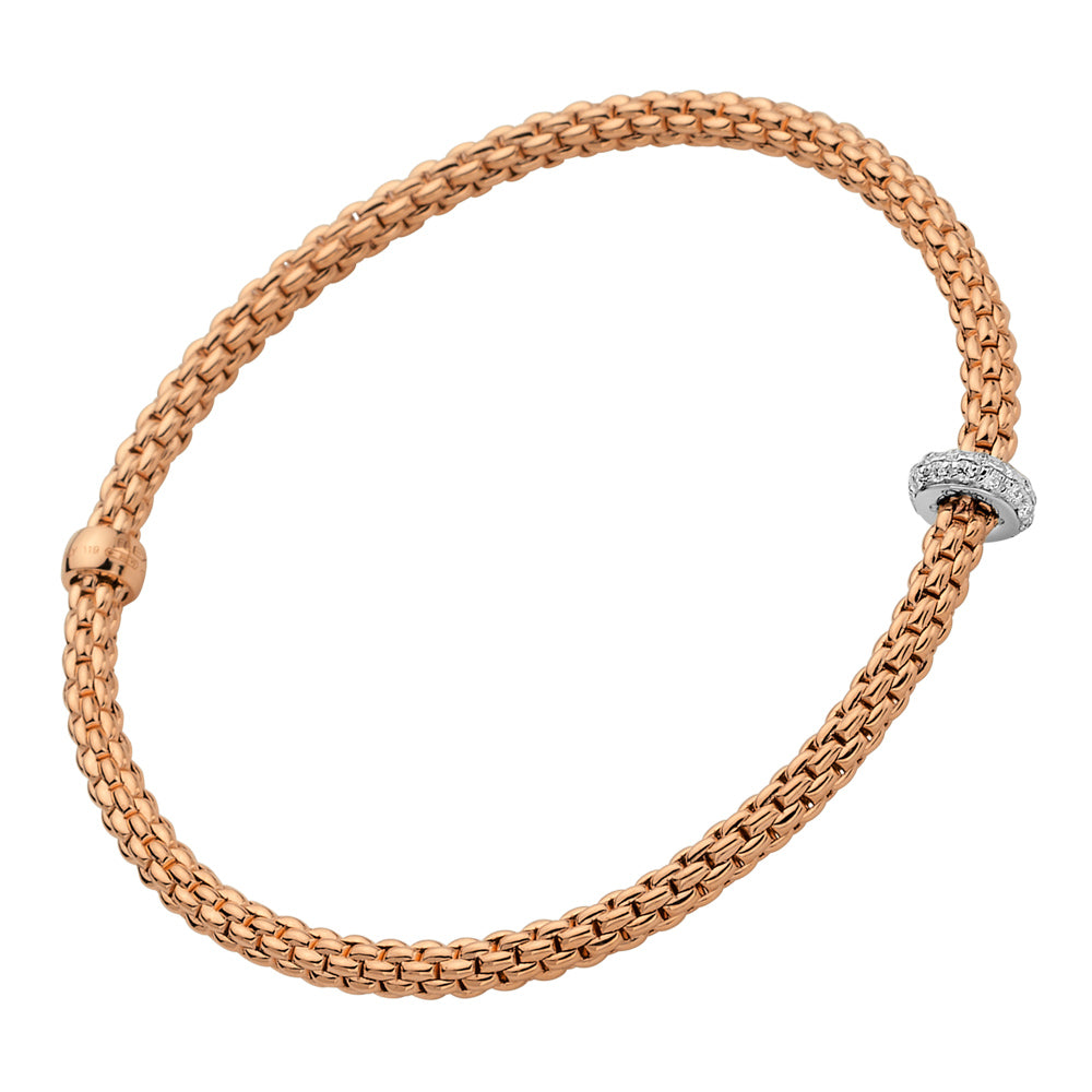 FOPE 18ct Rose And White Gold Prima Flex-It 0.18ct Diamond Bracelet 74508BX_BB_R_XBX