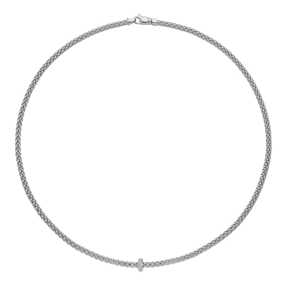 FOPE 18ct White Gold Prima 0.18ct Diamond Necklace 74508CX_BB_B_XBX_043