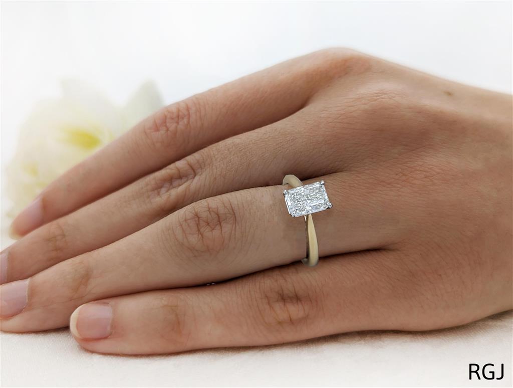 18ct Yellow Gold 1.51ct Radiant Cut Laboratory Grown Diamond Solitaire Engagement Ring