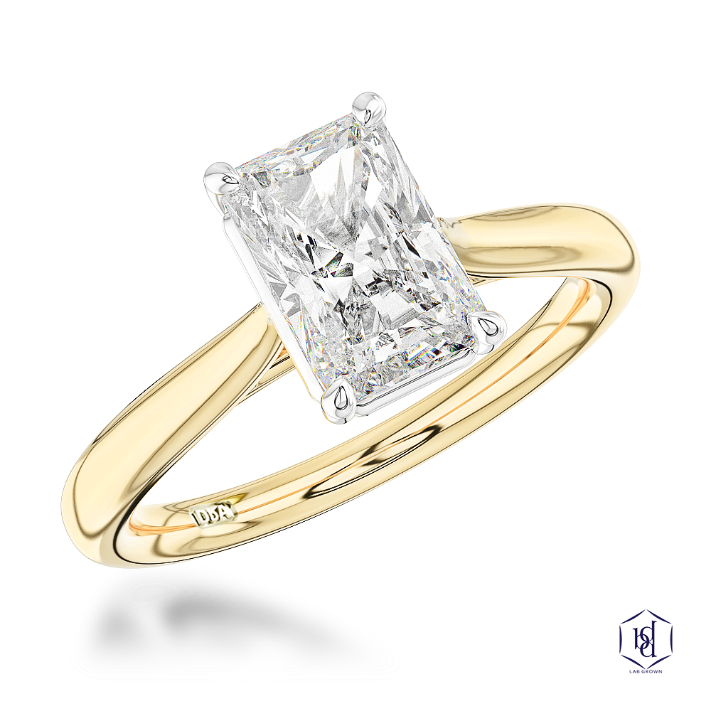 18ct Yellow Gold 1.51ct Radiant Cut Laboratory Grown Diamond Solitaire Engagement Ring