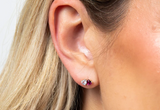9ct Yellow Gold Toi Et Moi White Topaz And Rhodolite Garnet Heart Stud Earrings GE2494