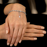 18ct white gold round brilliant cut diamond bar set bracelet model shot clasp view