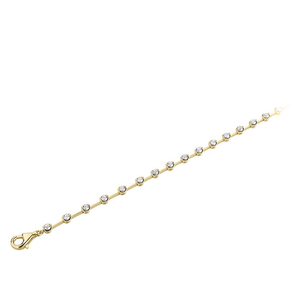18ct yellow gold round brilliant cut diamond bar set bracelet