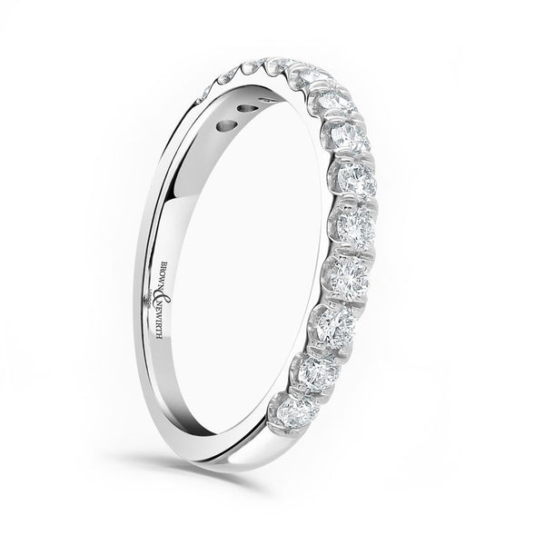 Platinum 0.60ct Round Brilliant Cut Diamond Claw Set Half Eternity Ring