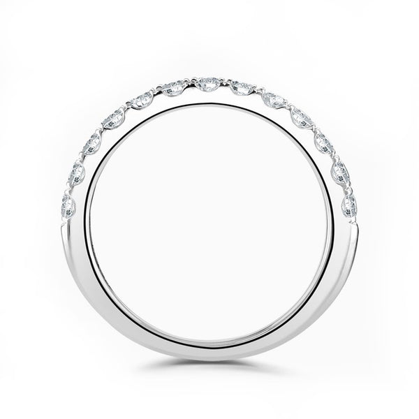 Platinum 0.60ct Round Brilliant Cut Diamond Claw Set Half Eternity Ring