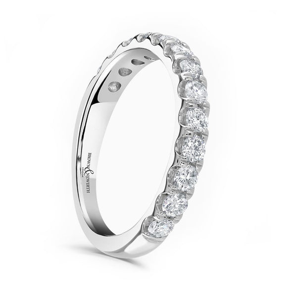 Platinum 0.75ct Round Brilliant Cut Diamond Claw Set Half Eternity Ring