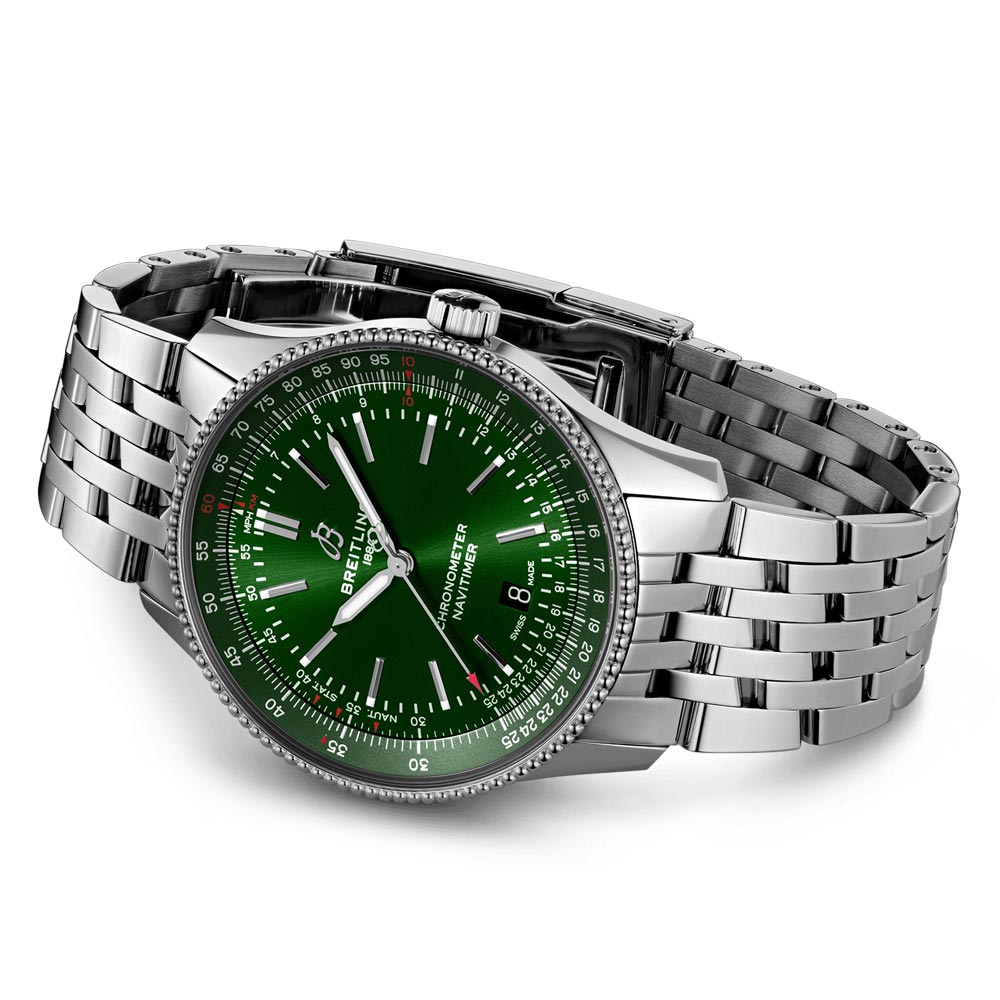 breitling navitimer 41mm green dial automatic gents watch