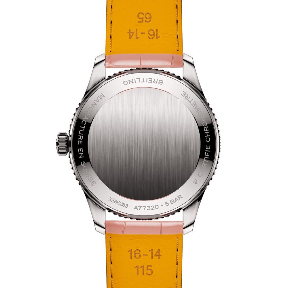 Breitling Navitimer 32mm Pink MOP Diamond Dot Dial Quartz Ladies Watch A77320D91K1P1