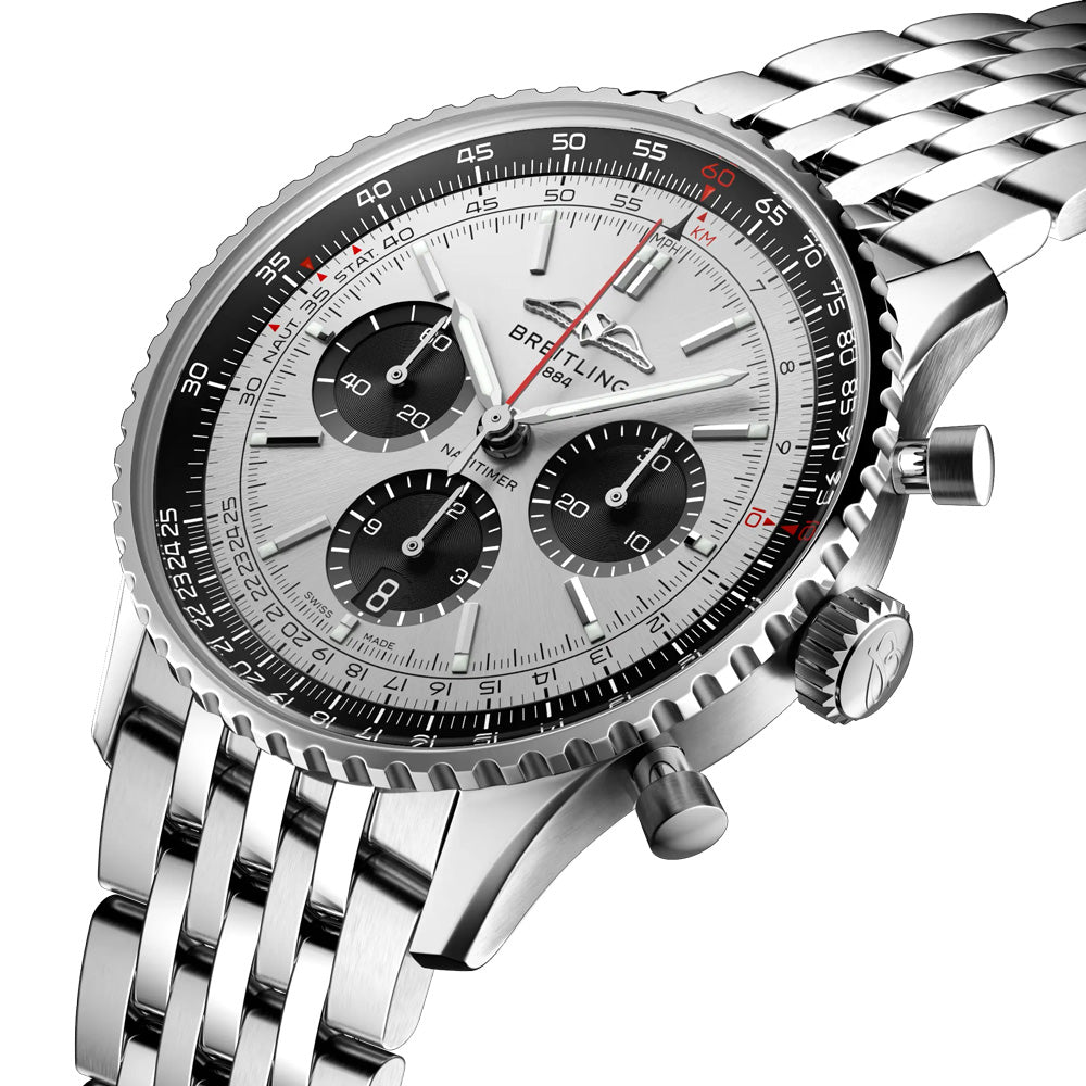 Breitling Navitimer B01 Chronograph 43mm Silver Dial Automatic Gents Watch AB0138241G1A1
