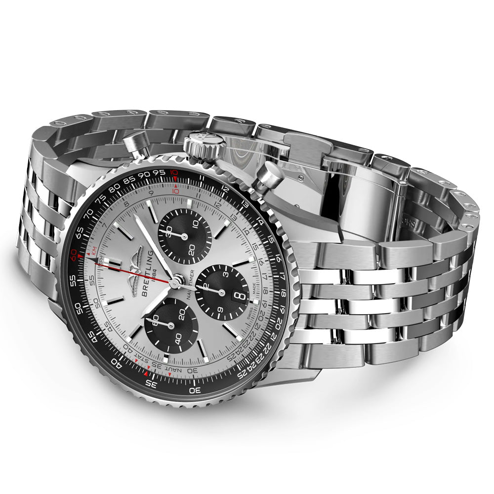 Breitling Navitimer B01 Chronograph 43mm Silver Dial Automatic Gents Watch AB0138241G1A1
