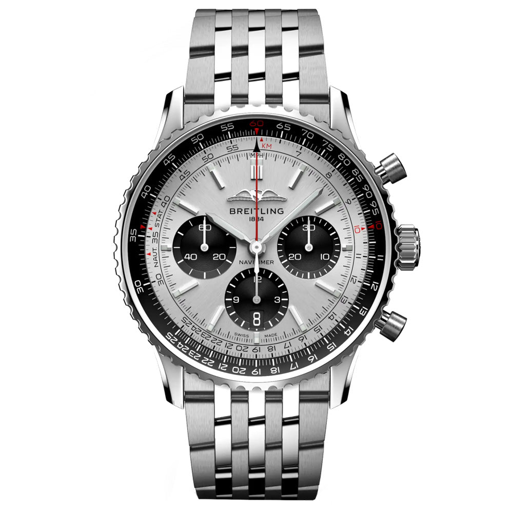 Breitling Navitimer B01 Chronograph 43mm Silver Dial Automatic Gents Watch AB0138241G1A1