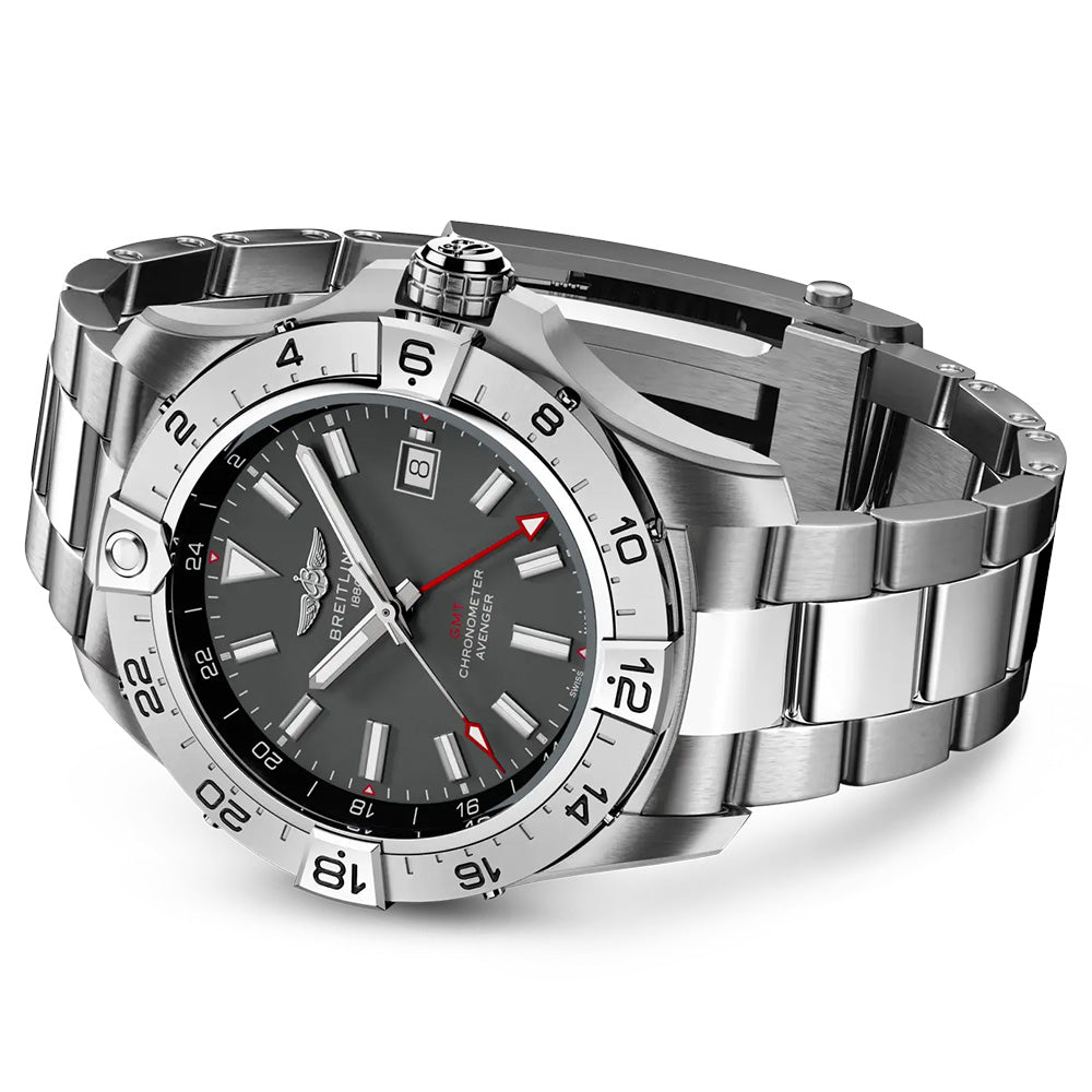 Breitling Avenger 44mm GMT UK Edition Anthracite Dial Automatic Gents Watch A323203B1B1A1