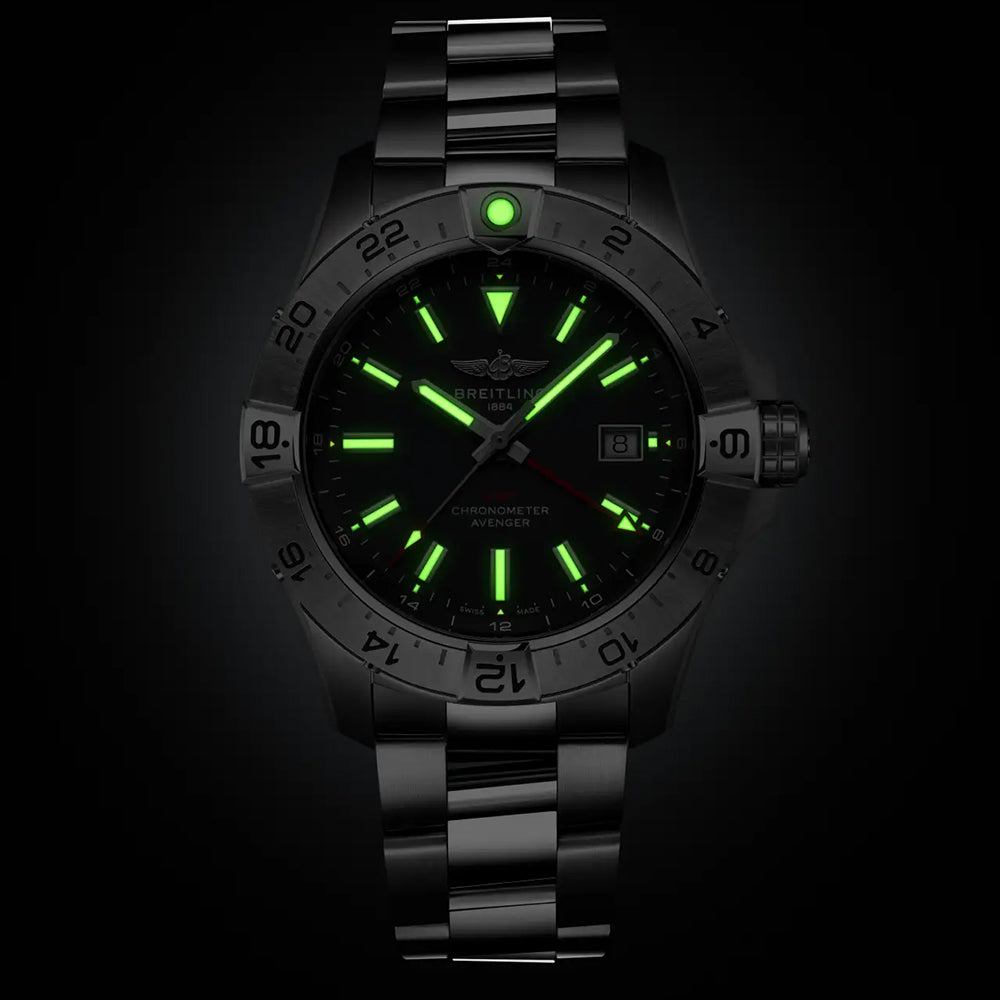 Breitling Avenger 44mm GMT UK Edition Anthracite Dial Automatic Gents Watch A323203B1B1A1