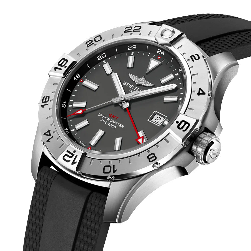 Breitling Avenger 44mm GMT UK Edition Anthracite Dial Automatic Gents Watch A323203B1B1S1