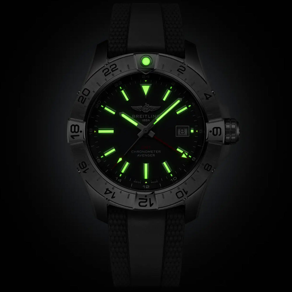 Breitling Avenger 44mm GMT UK Edition Anthracite Dial Automatic Gents Watch A323203B1B1S1