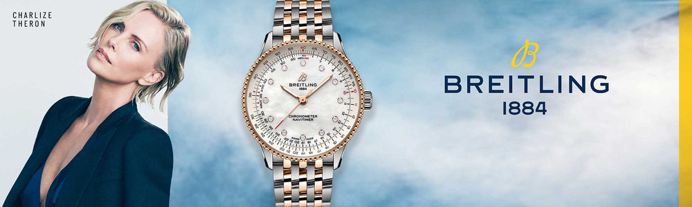 breitling new navitimer featuring Charlize Theron brand page banner