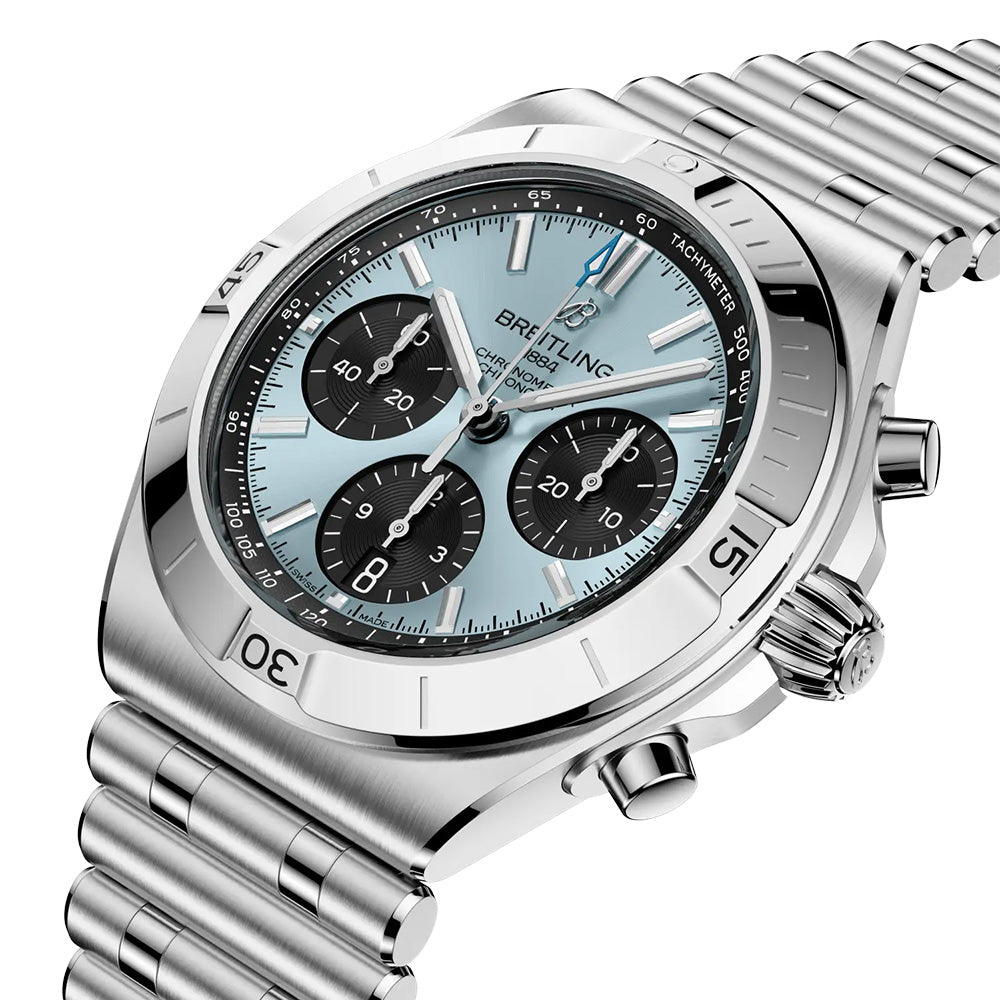 Breitling Chronomat B01 42mm Ice Blue Dial Steel & Platinum Automatic Chronograph Gents Watch PB0158101C1A1