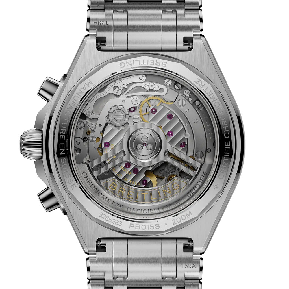Breitling Chronomat B01 42mm Ice Blue Dial Steel & Platinum Automatic Chronograph Gents Watch PB0158101C1A1