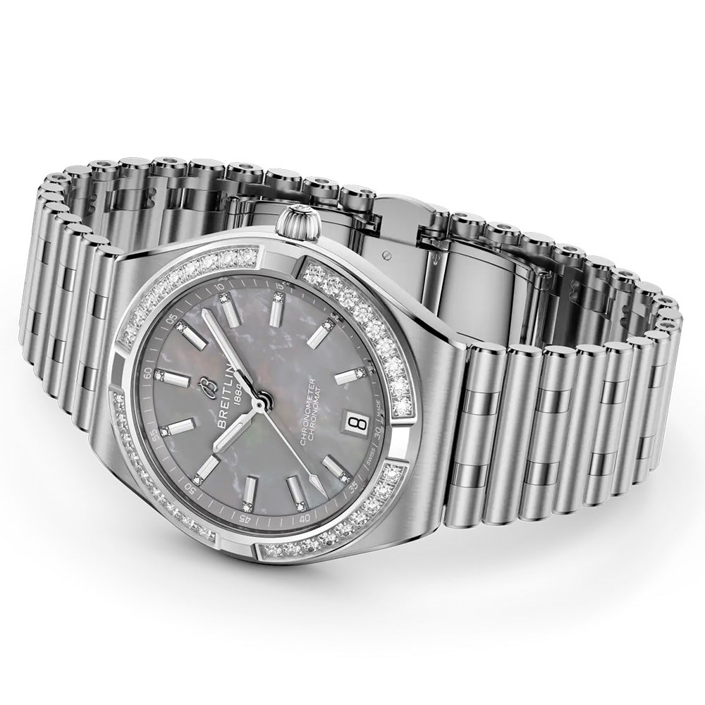 Breitling Chronomat 36mm MOP Diamond Index Dial Automatic Watch A10320591G1A1