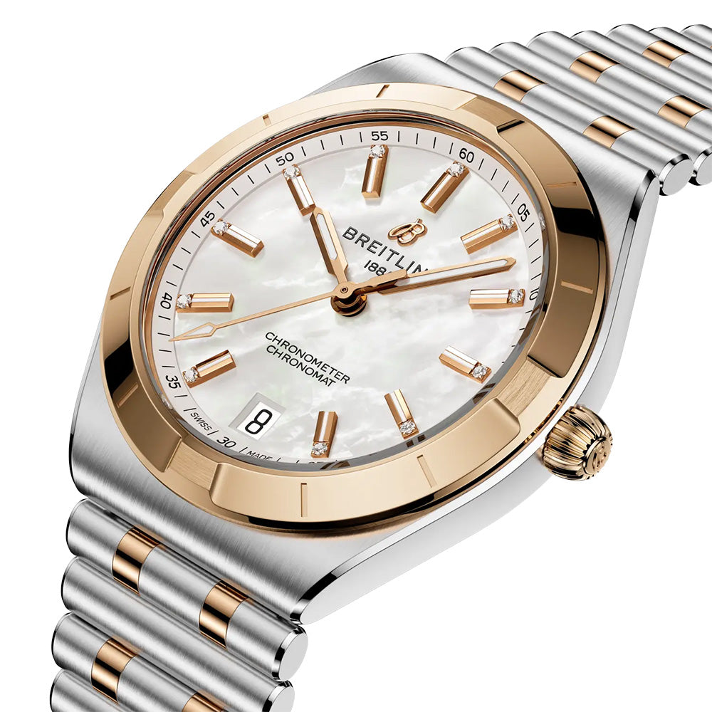 Breitling Chronomat 36mm MOP Dial Steel and 18ct Rose Gold Automatic Ladies Watch U10320101A1U1