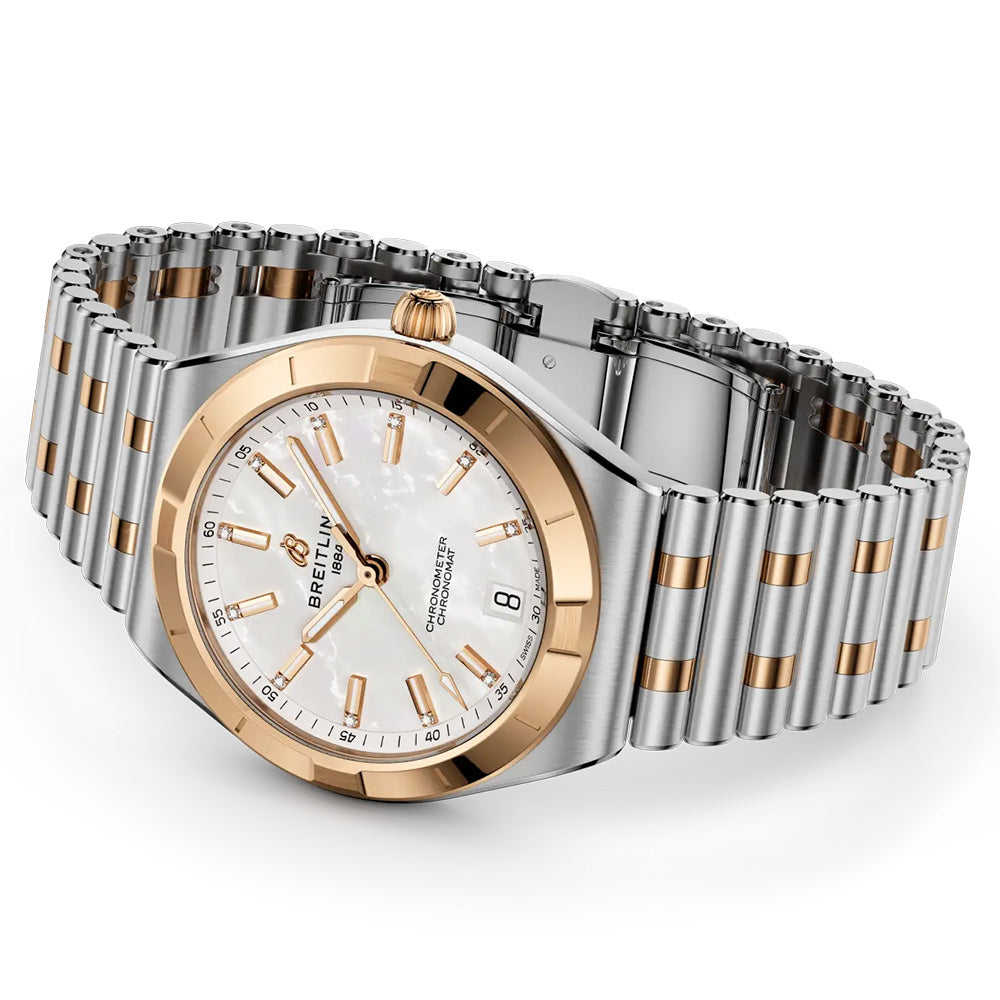 Breitling Chronomat 36mm MOP Dial Steel and 18ct Rose Gold Automatic Ladies Watch U10320101A1U1