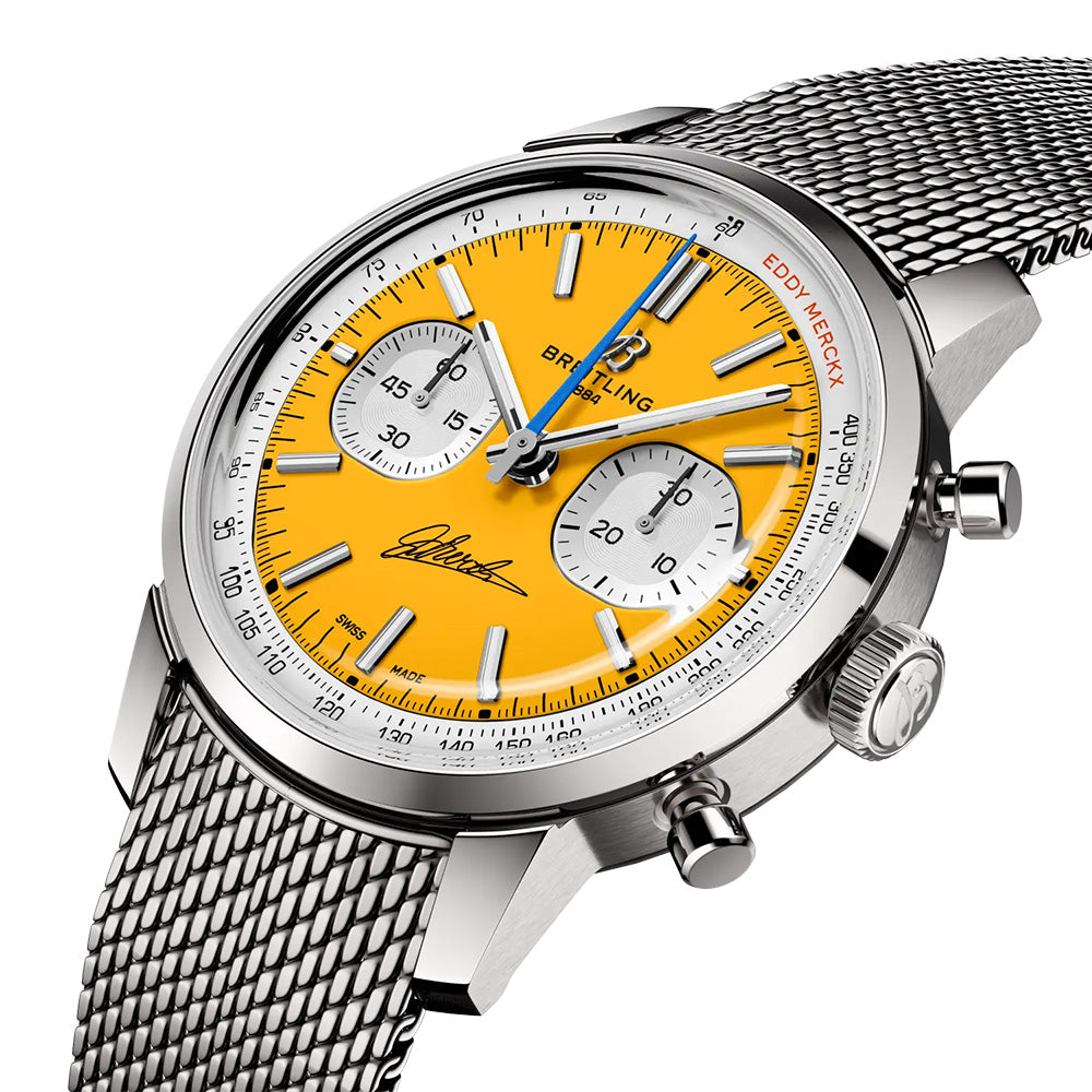 Breitling Top Time B01 Eddy Merckx Limited Edition 41mm Yellow Dial Automatic Chronograph Gents Watch AB01762C1I1A1