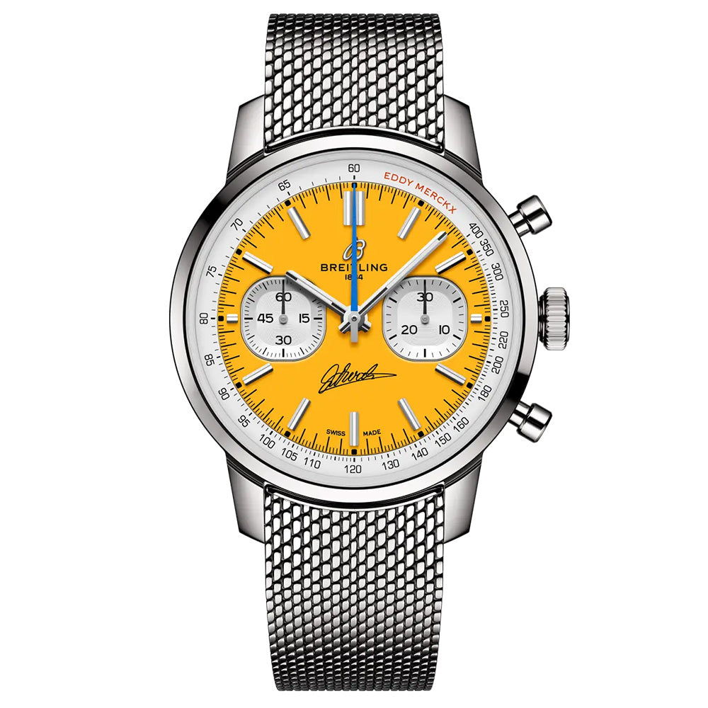 Breitling Top Time B01 Eddy Merckx Limited Edition 41mm Yellow Dial Automatic Chronograph Gents Watch AB01762C1I1A1