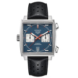 tag heuer monaco 36mm blue dial automatic chronograph watch front facing upright image