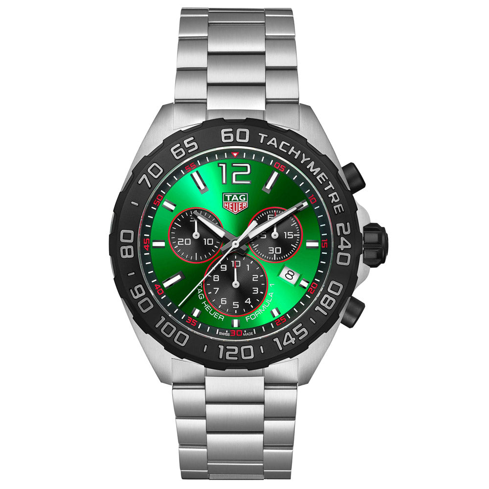 TAG Heuer Formula 1 43mm Green Dial Quartz Chronograph Gents Watch CAZ