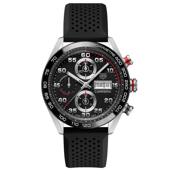 tag heuer carrera 44mm black dial automatic chronograph gents watch