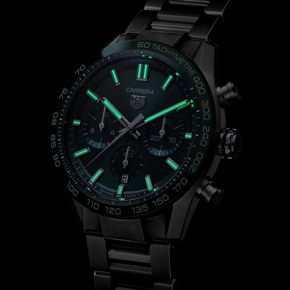 TAG Heuer Carrera 44mm Green Dial Automatic Chronograph Gents Watch CBN2A1N.BA0643