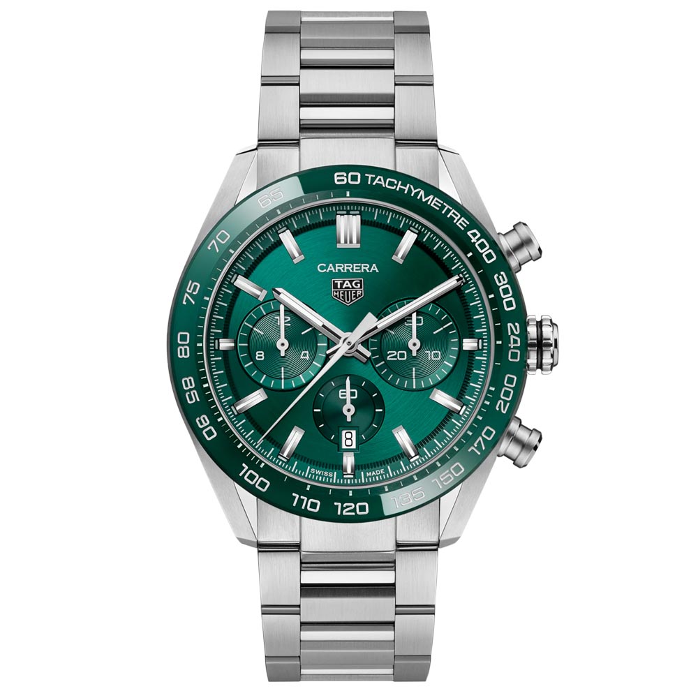 TAG Heuer Carrera 44mm Green Dial Automatic Chronograph Gents Watch CBN2A1N.BA0643