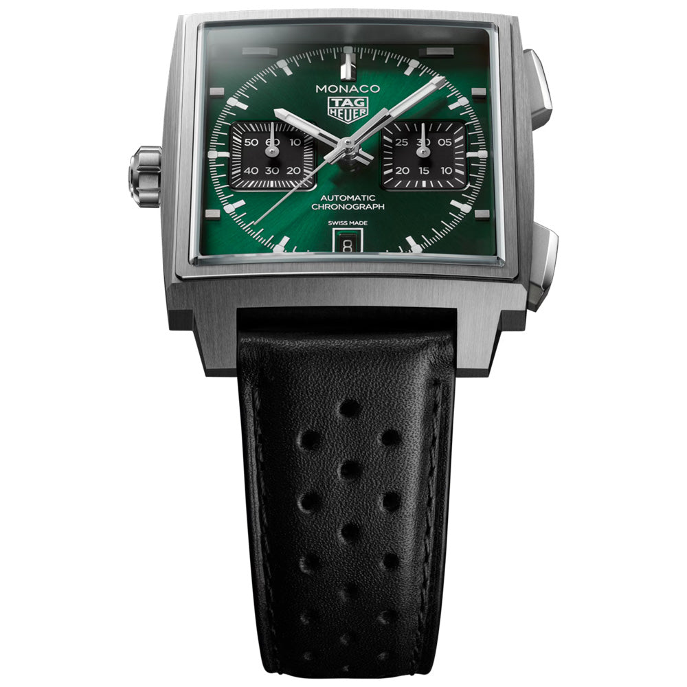 TAG Heuer Monaco 39mm Green Dial Titanium Automatic Chronograph Watch CDW2180.FC8360