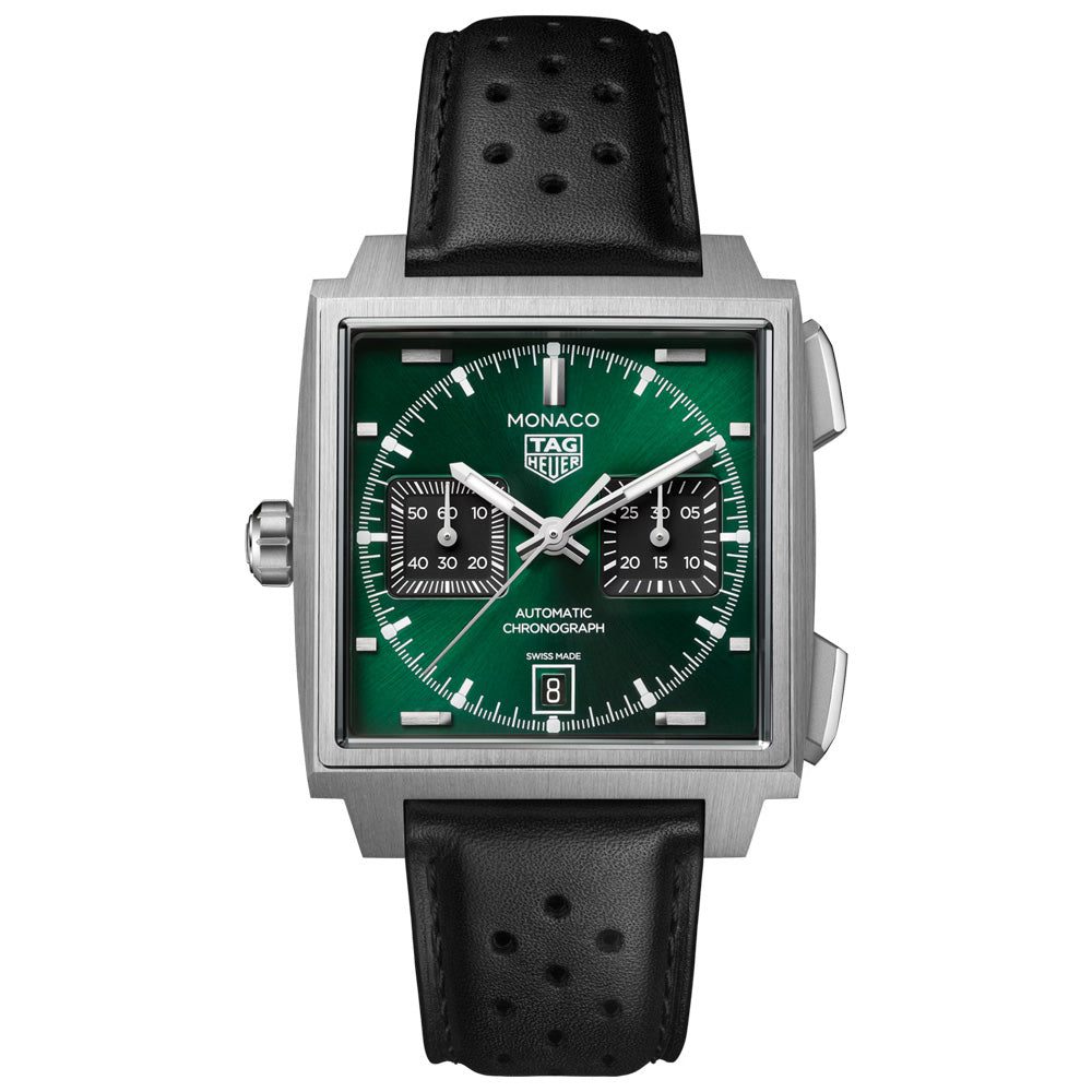 TAG Heuer Monaco 39mm Green Dial Titanium Automatic Chronograph Watch CDW2180.FC8360