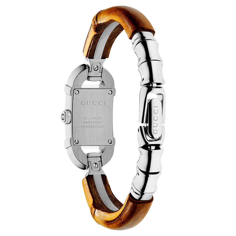 Gucci Bamboo Bangle 22mm Silver Dial Quartz Ladies Watch YA170502