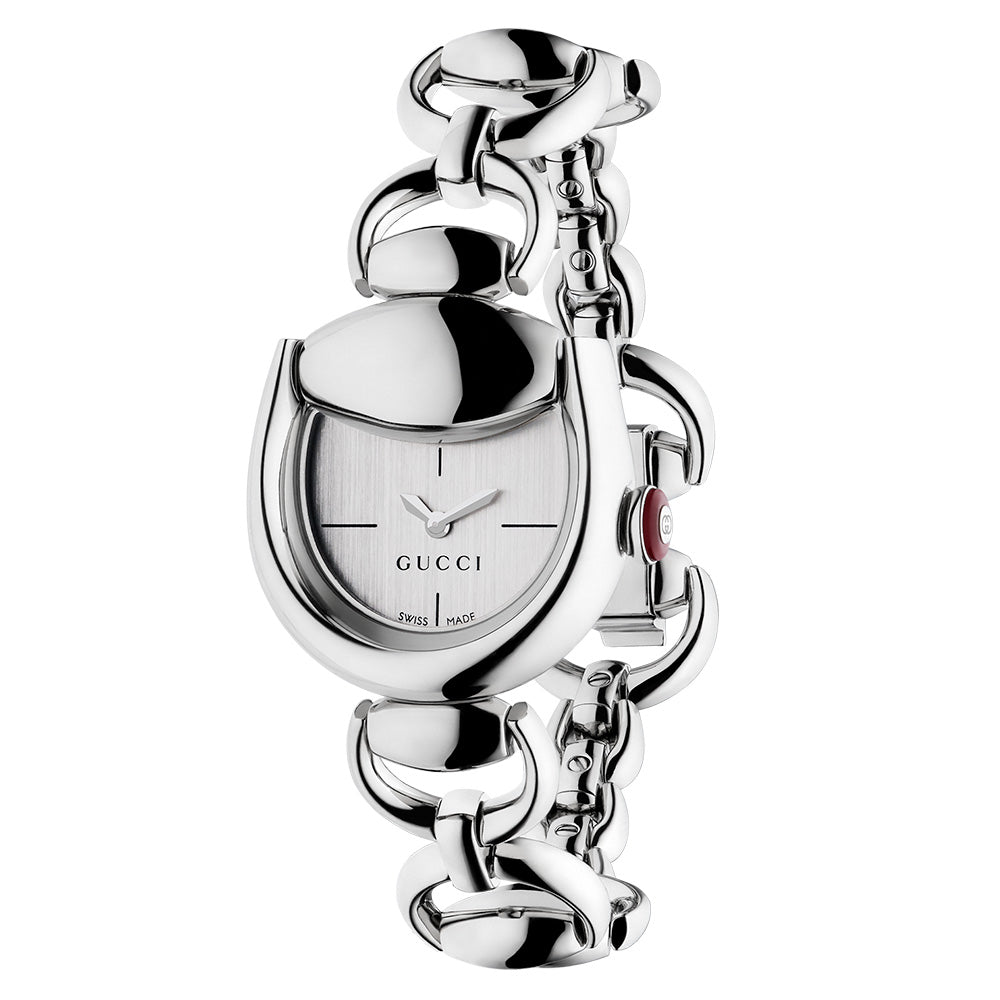 Gucci Horsebit 27mm Silver Dial Quartz Ladies Watch YA168503