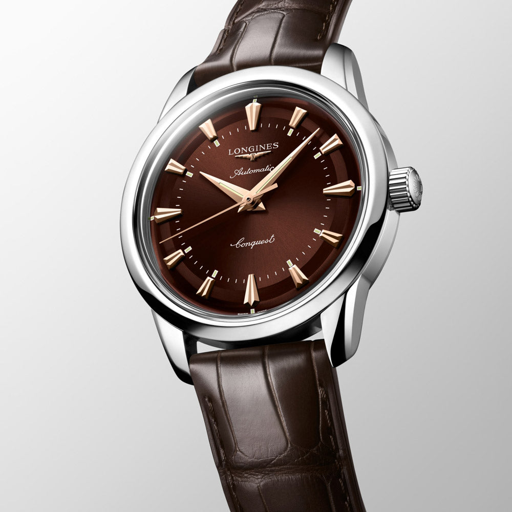 Longines Conquest Heritage 38mm Brown Dial Automatic Watch L1.649.4.62.2