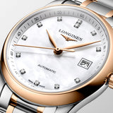 Longines Master Collection 29mm MOP Diamond Dot Dial 18ct Rose Gold Capped Steel Automatic Ladies Watch L2.257.5.89.7