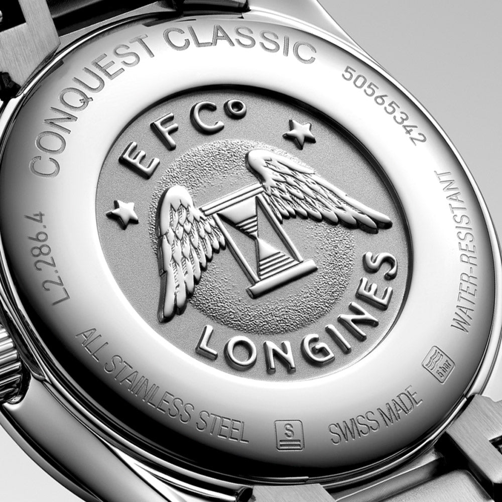 Longines Conquest Classic 29.5mm Black MOP Diamond Dot Dial Ladies Quartz Watch L2.286.4.88.6