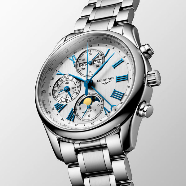 Longines Master Collection 40mm Silver Dial Automatic Chronograph Day & Date Moonphase Gents Watch L2.673.4.71.6