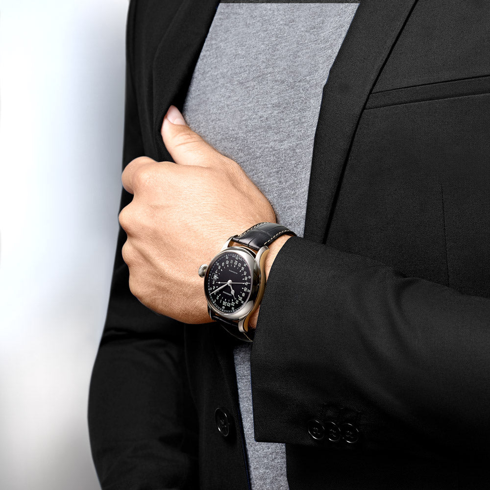 Longines Heritage Avigation Twenty Four Hours 47.5mm Black Dial Automatic Gents Watch L2.751.4.53.4