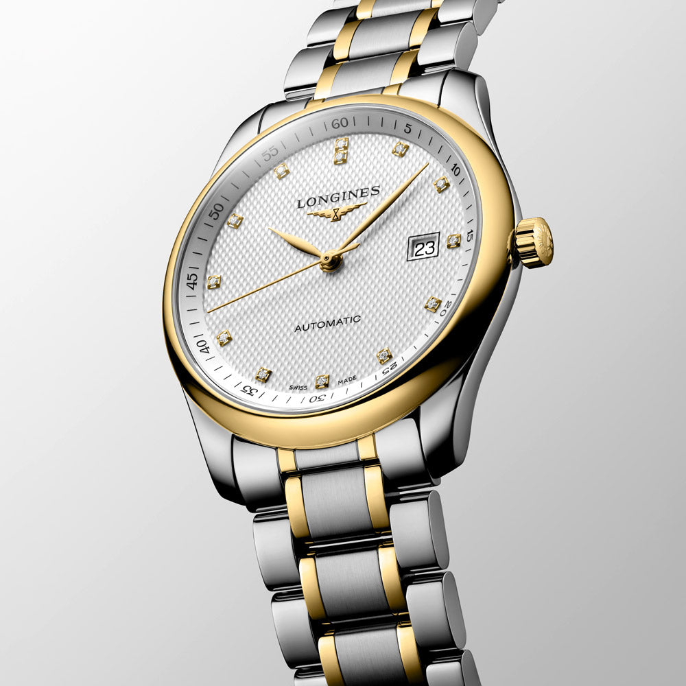 Longines Master Collection 40mm Silver Dial 18ct Gold Capped Steel Diamond Automatic Gents Watch L2.793.5.97.7